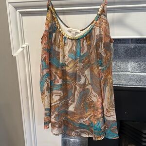 Ella Moss NY multicolor stripe flounce top, braided strap